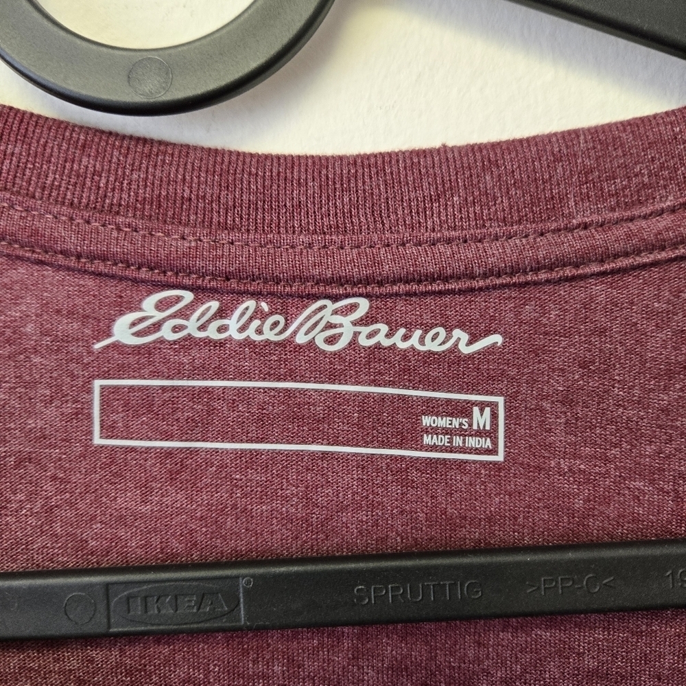 Eddie Bauer Long Sleeve V-neck T-Shirt Burgundy Red M - Picture 3 of 5